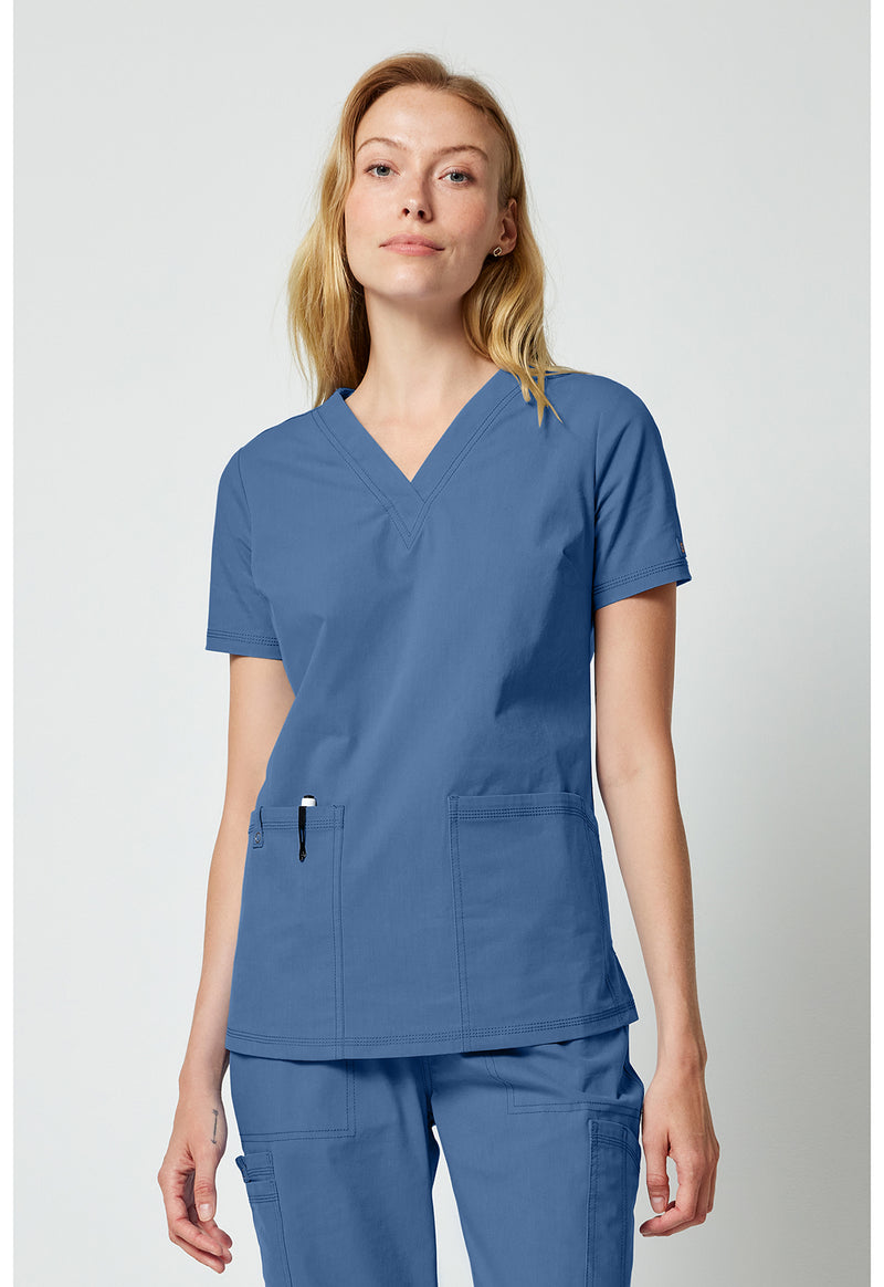 Vintage Blue - Dickies Forge Women Scrub Top - Front View