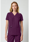 Wine - Dickies Forge Women Scrub Top - Front View