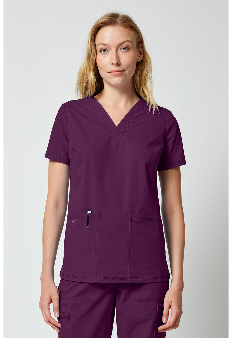 Wine - Dickies Forge Women Scrub Top - Front View