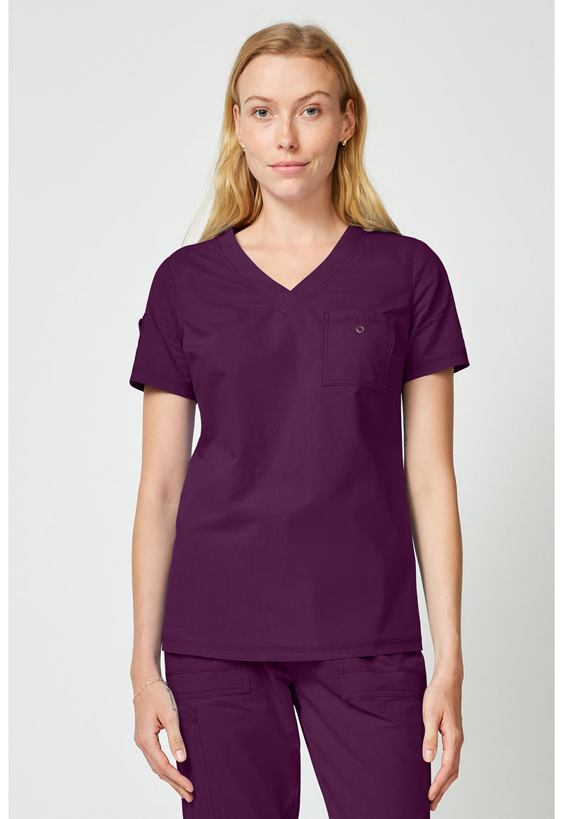Wine - Dickies Forge Women Scrub Top - Front View