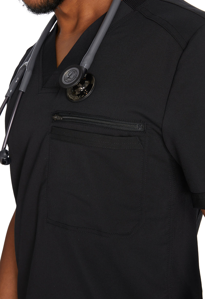 Black - Men's Tuckable V-Neck Scrub Top (View 2)
