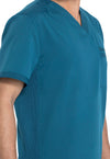 Caribbean Blue - Men's Tuckable V-Neck Scrub Top (View 2)