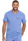 Ciel Blue - Dickies Balance Men Scrub Top - Front View