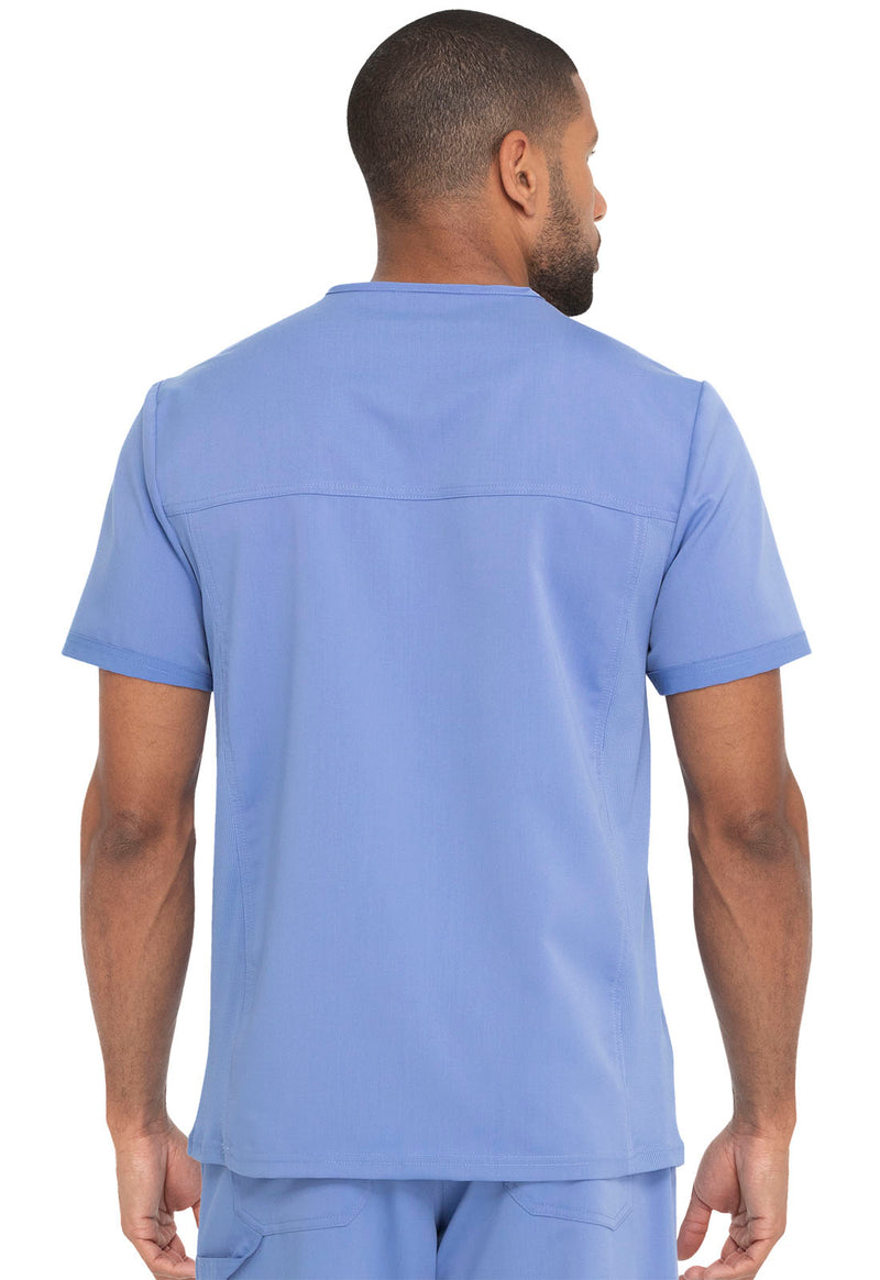 Ciel Blue - Dickies Balance Men Scrub Top - Back View
