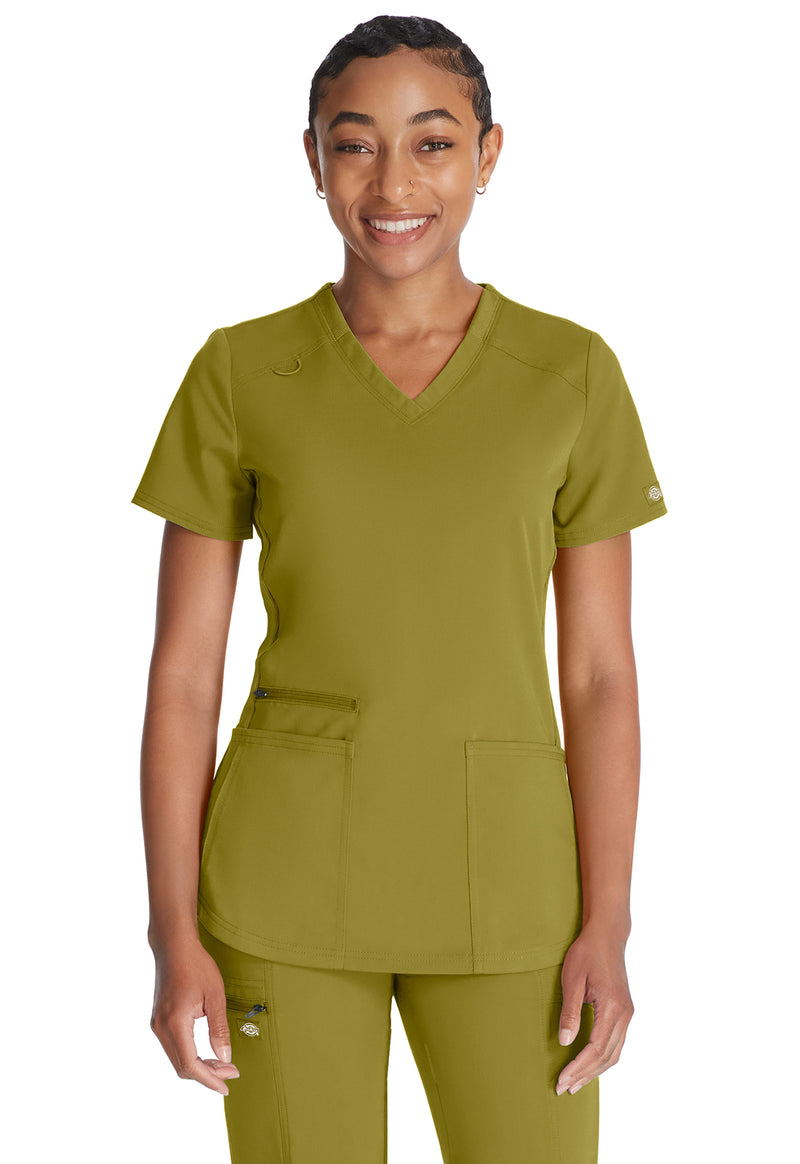 Bronze Mist - Dickies Balance Women Scrub Top - Front View