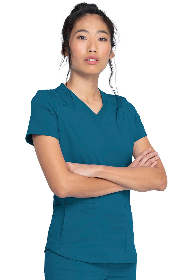 Caribbean Blue - Dickies Balance Women Scrub Top - Front View
