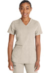 Heather Blonde Wood - Dickies Balance Women Scrub Top - Front View