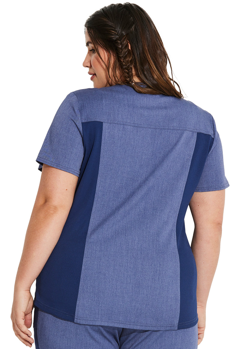 Heather Navy - Dickies Balance Women Scrub Top - Back View