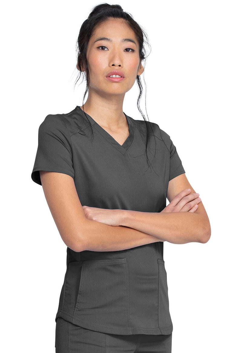 Pewter - Dickies Balance Women Scrub Top - Front View