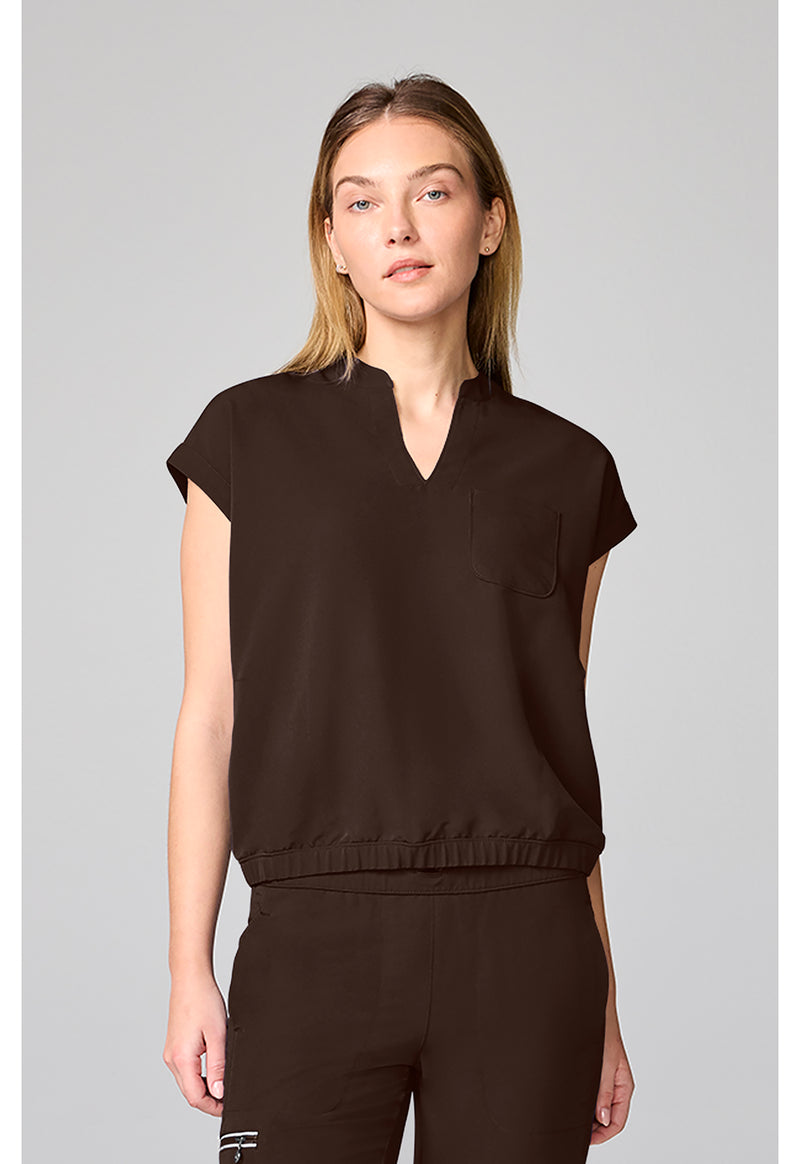 Dark Chocolate - Mandarin Collar Crop Top