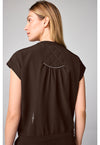 Dark Chocolate - Mandarin Collar Crop Top (Back)