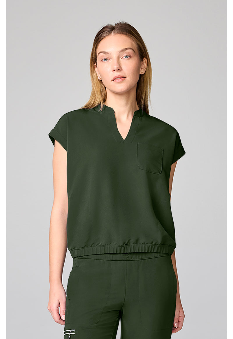 Dark Pine - Mandarin Collar Crop Top