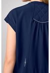 Navy - Mandarin Collar Crop Top (View 3)