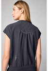 Pewter - Mandarin Collar Crop Top (Back)