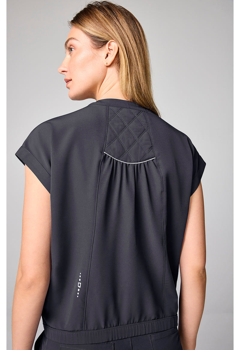 Pewter - Mandarin Collar Crop Top (Back)