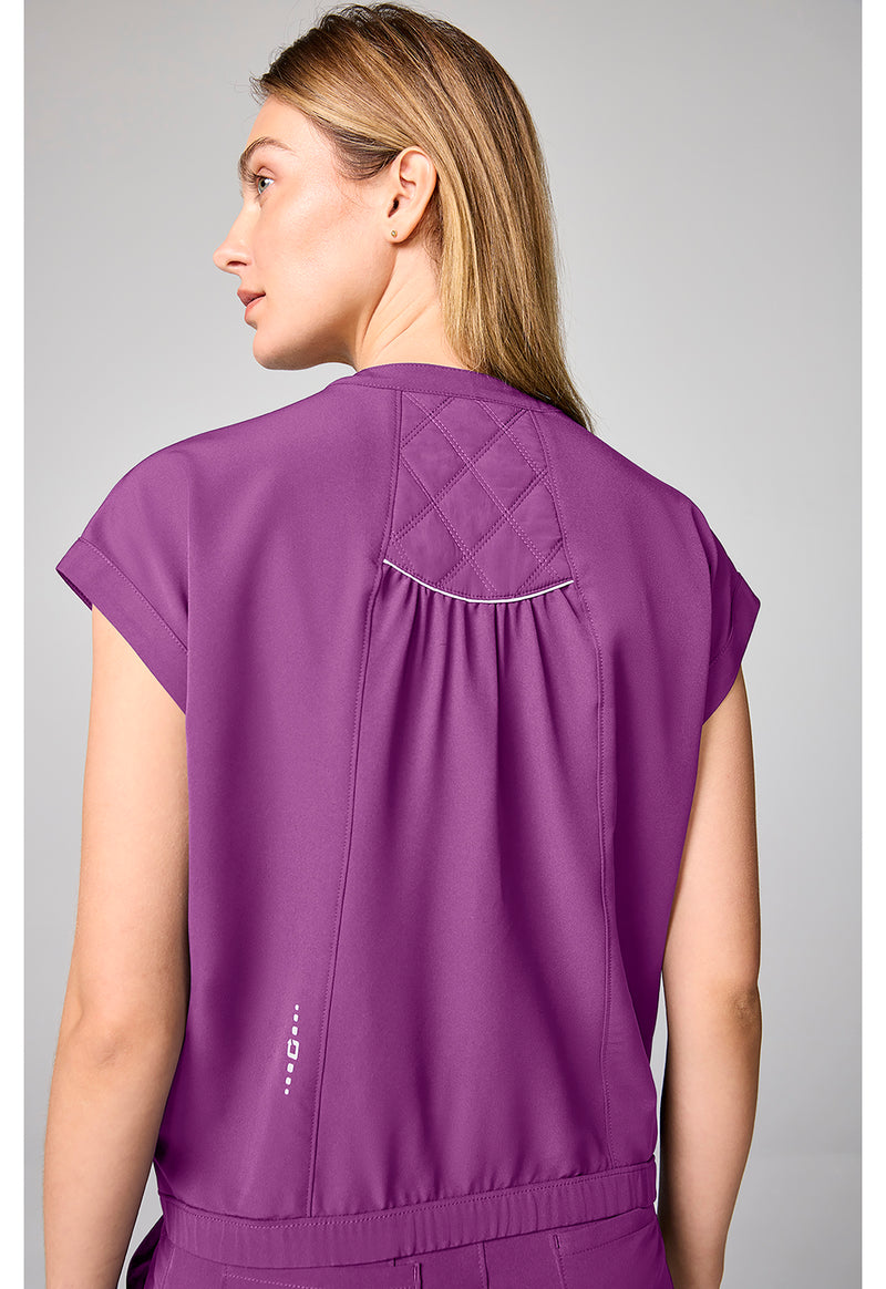 Plum Violet - Mandarin Collar Crop Top (Back)