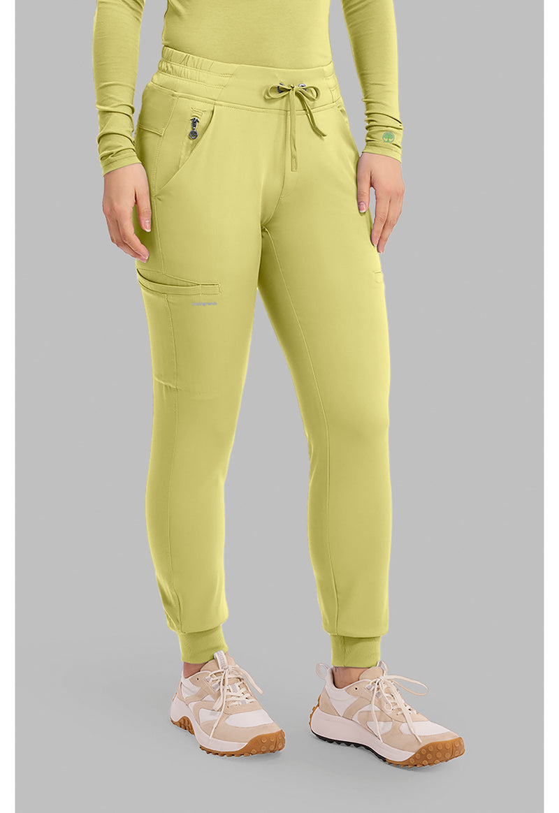 Retro Lime - Healing Hands Works Women Scrub Pants - Back View