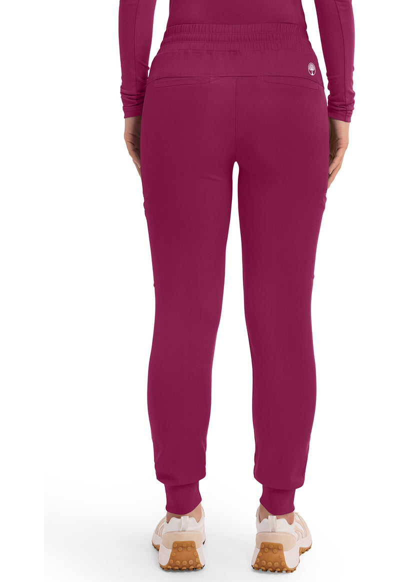 Wine - Healing Hands Works Women Scrub Pants - Back View