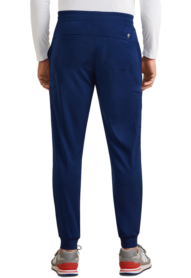 navy - Rafael Men's Mid Rise Zip Fly Jogger (Back)