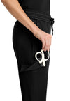 Black - Women's Mid Rise Drawstring Straight Leg – Petite (View 3)