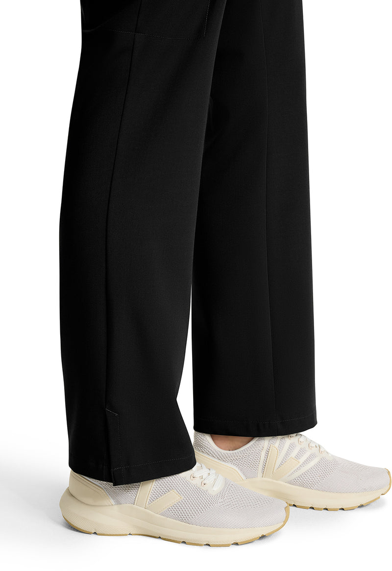 Black - Women's Mid Rise Drawstring Straight Leg – Petite (View 4)