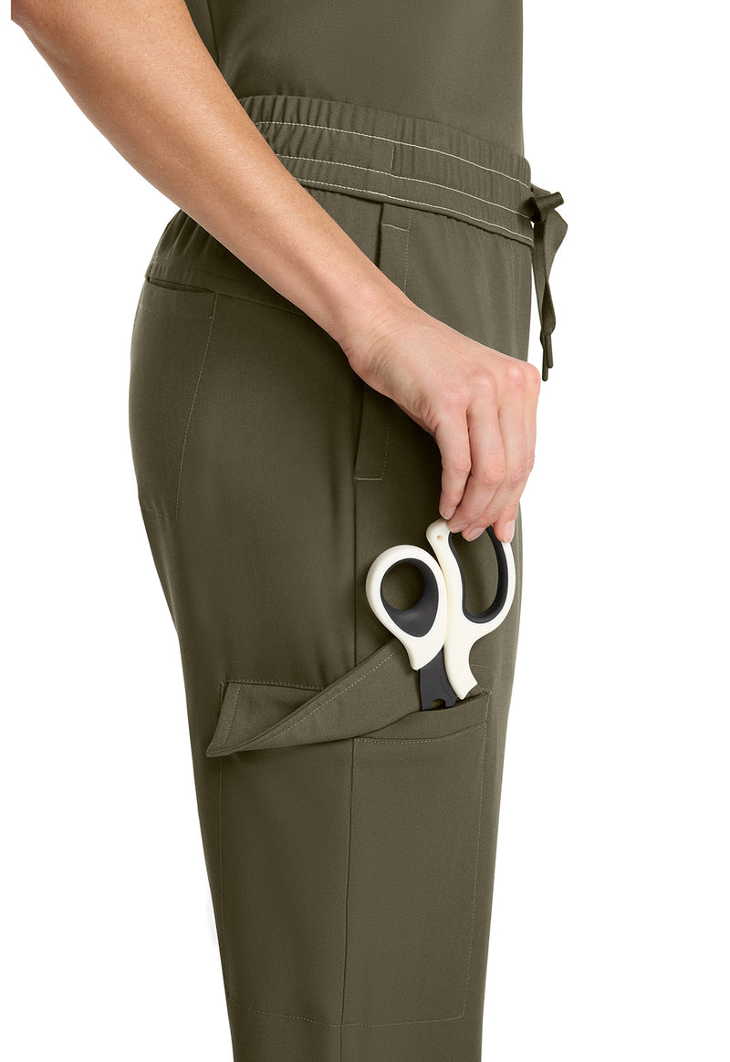 Olive - Women's Mid Rise Drawstring Straight Leg – Petite (View 3)