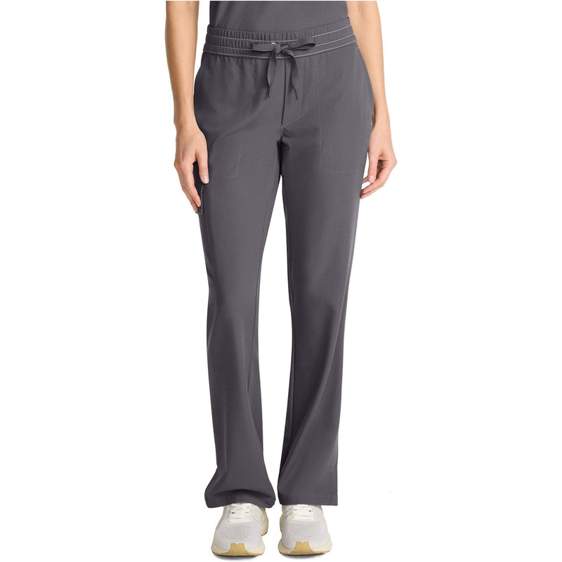 pewter - Mid Rise Drawstring Straight Leg