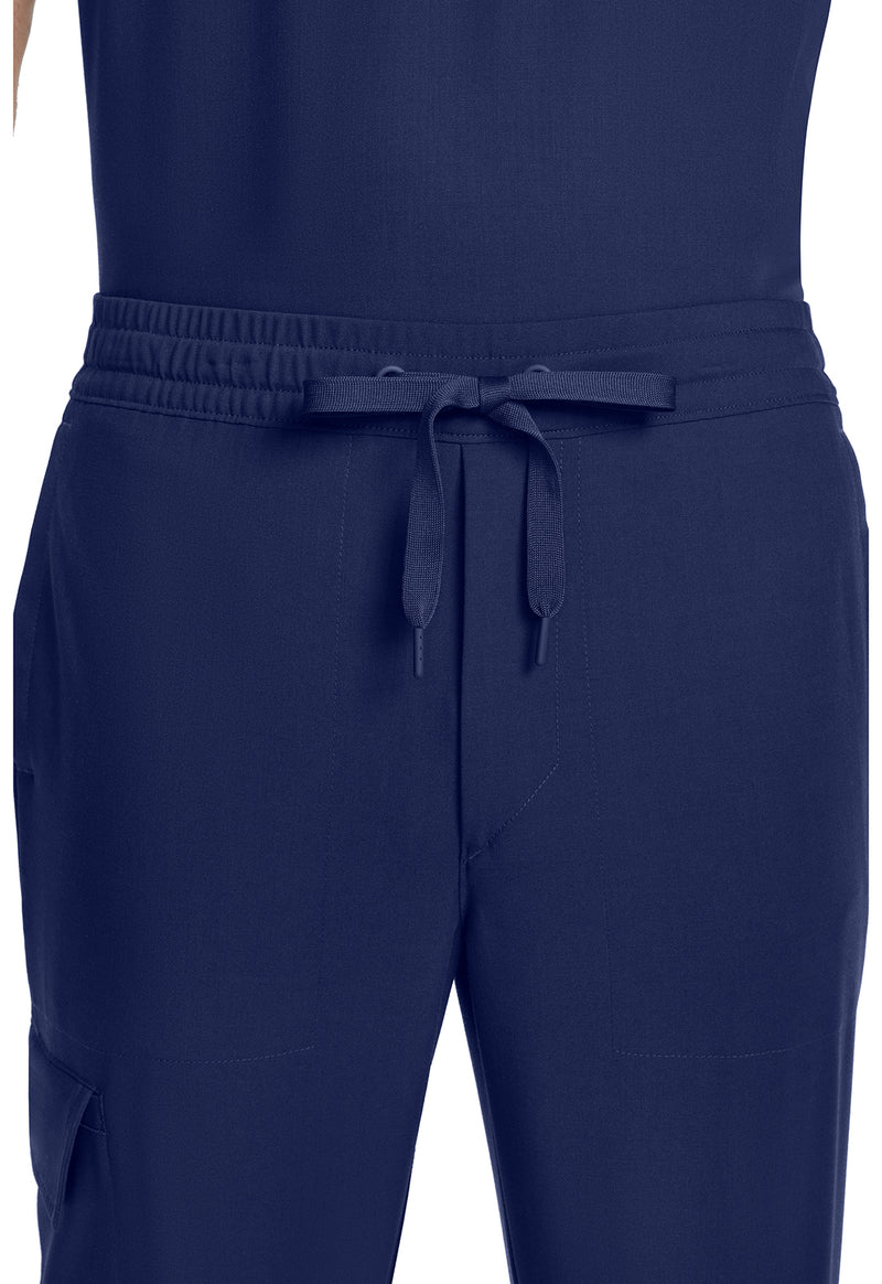 Navy - Men's Zip Fly Drawstring Scrub Pants (View 2)