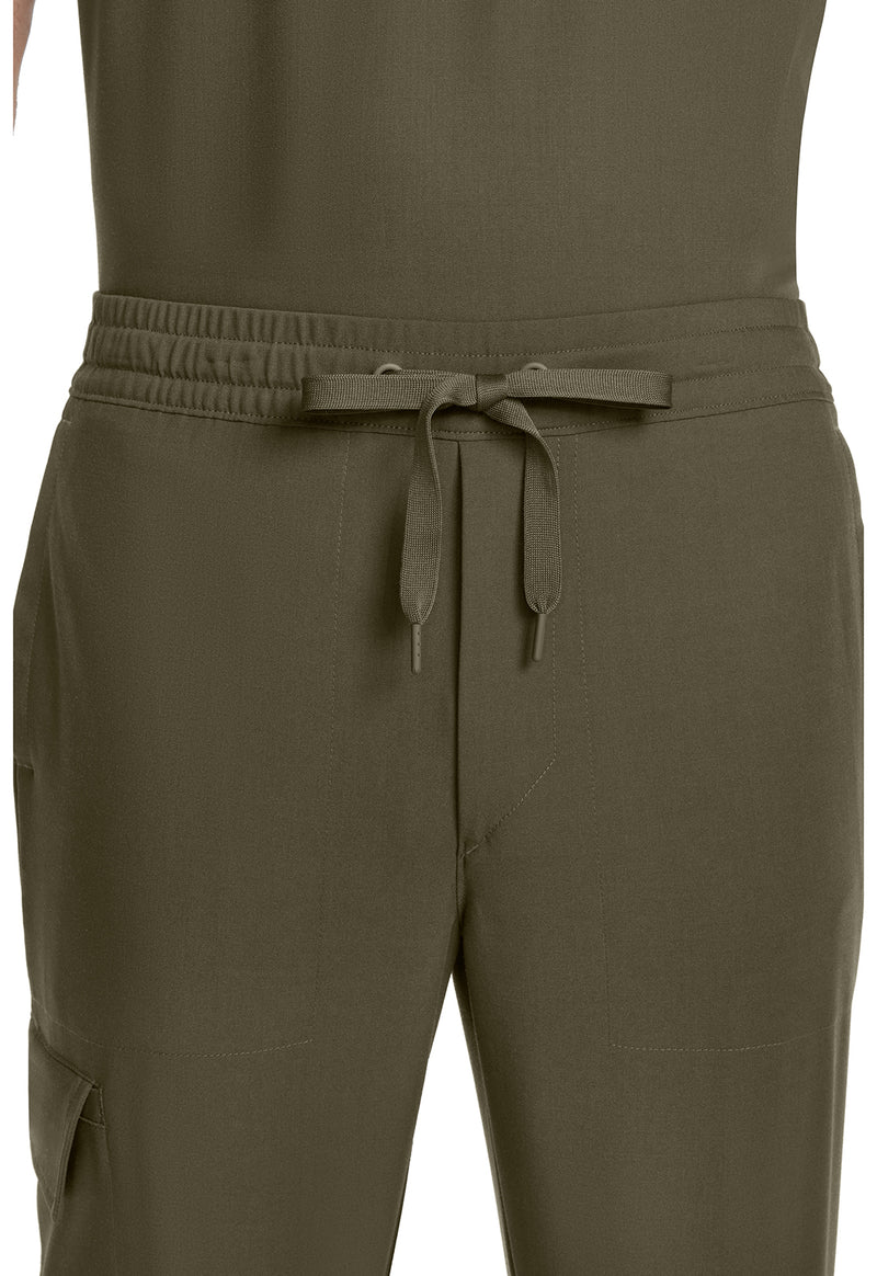 Olive - Men's Zip Fly Drawstring Scrub Pants (View 2)