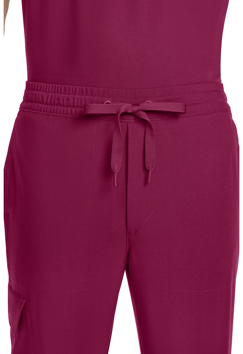 Wine - Men's Zip Fly Drawstring Scrub Pants (View 2)