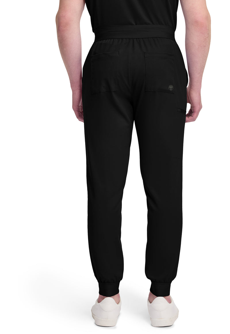Black - Healing Hands Quest Men Scrub Pants - Back View