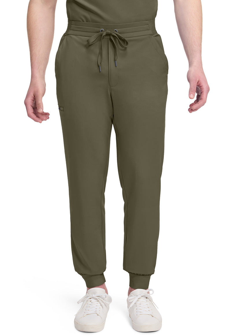 Olive - Healing Hands Quest Men Scrub Pants - Front View