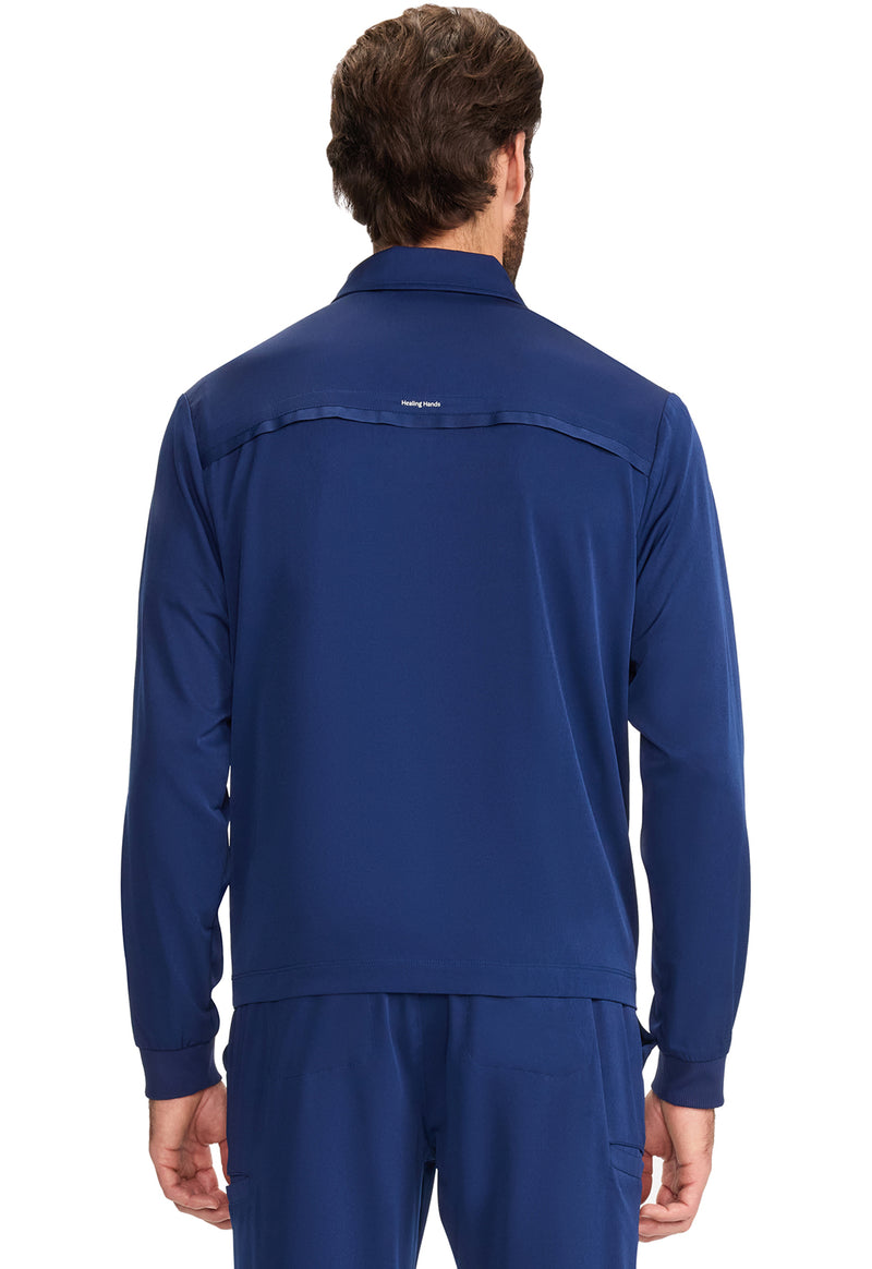 Navy - Men's Zip Front Jacket (Back)