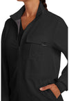 Black - Women's Zip Front Utility Scrub Jacket (View 2)