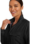 Black - Women's Zip Front Utility Scrub Jacket (View 3)