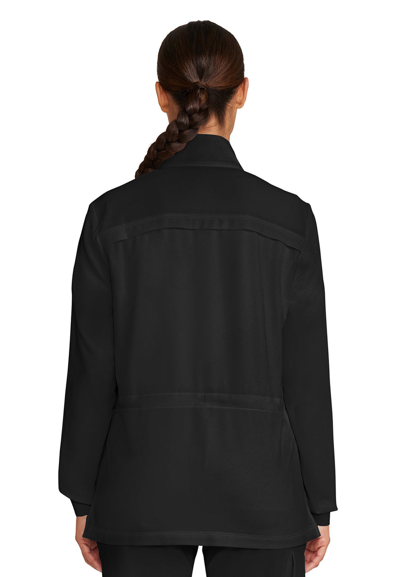 Black - Healing Hands Quest Women Scrub Jacket - Back View