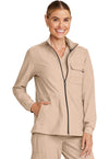 Desert Taupe - Women's Zip Front Utility Scrub Jacket (View 2)