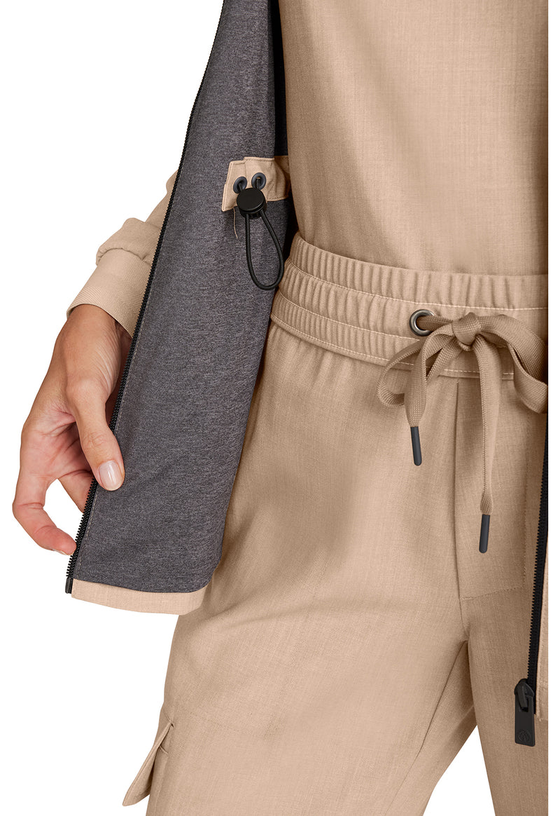 Desert Taupe - Women's Zip Front Utility Scrub Jacket (View 4)