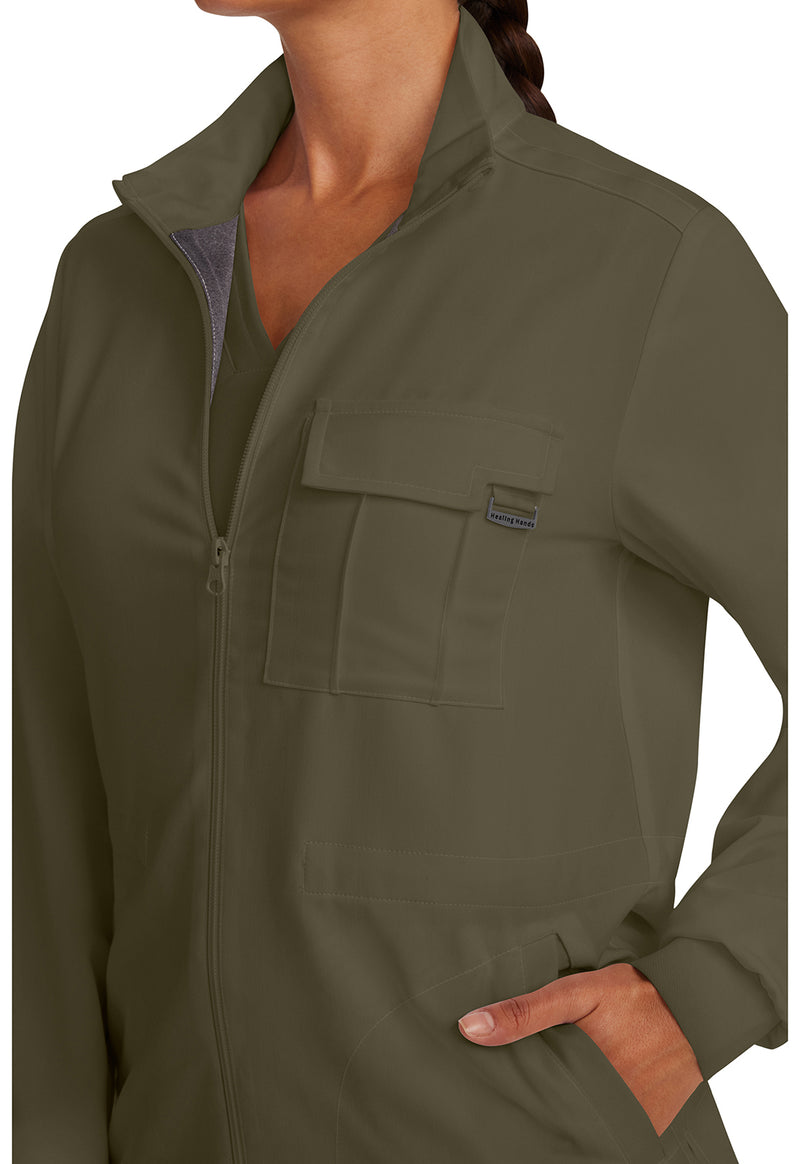 Olive - Women's Zip Front Utility Scrub Jacket (View 2)
