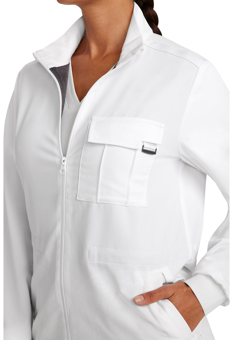 White Gardenia - Women's Zip Front Utility Scrub Jacket (View 2)