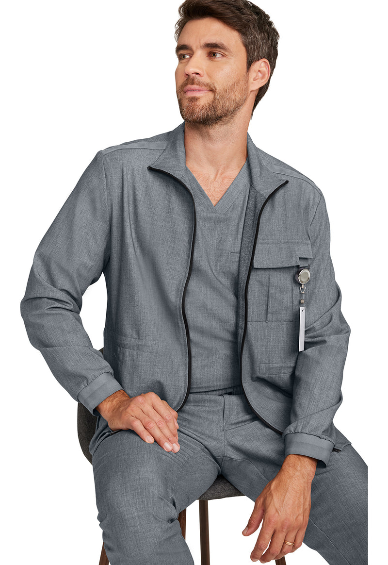 heather ash - Men's Zip Front Utility Jacket (View 3)