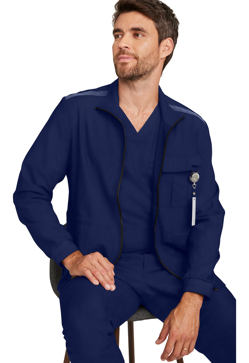 navy - Men's Zip Front Utility Jacket (View 3)
