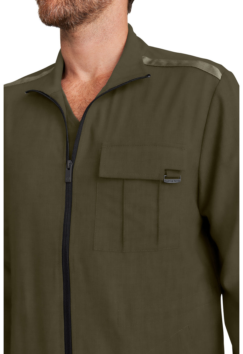 olive - Men's Zip Front Utility Jacket (View 4)