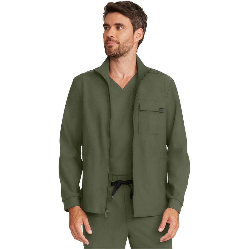 olive - Men's Zip Front Utility Jacket