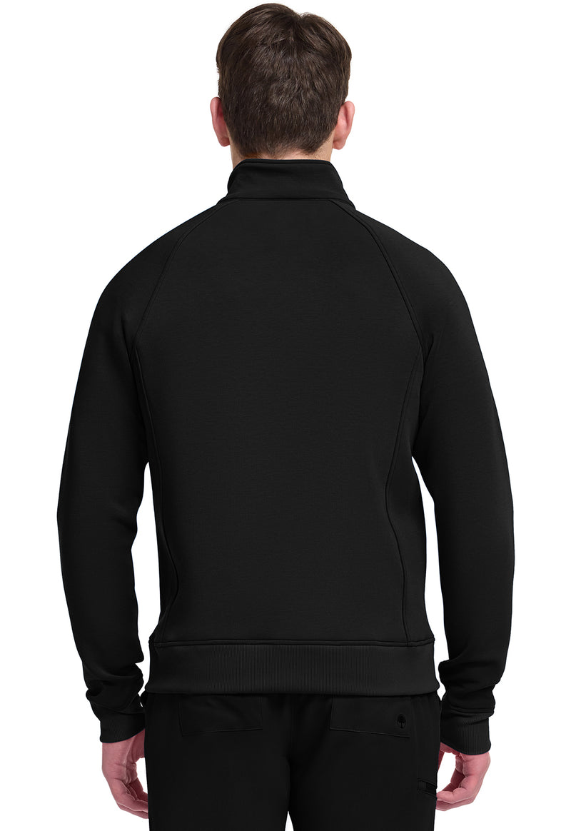BLACK - Men's Zip Front Knit Jacket (Back)
