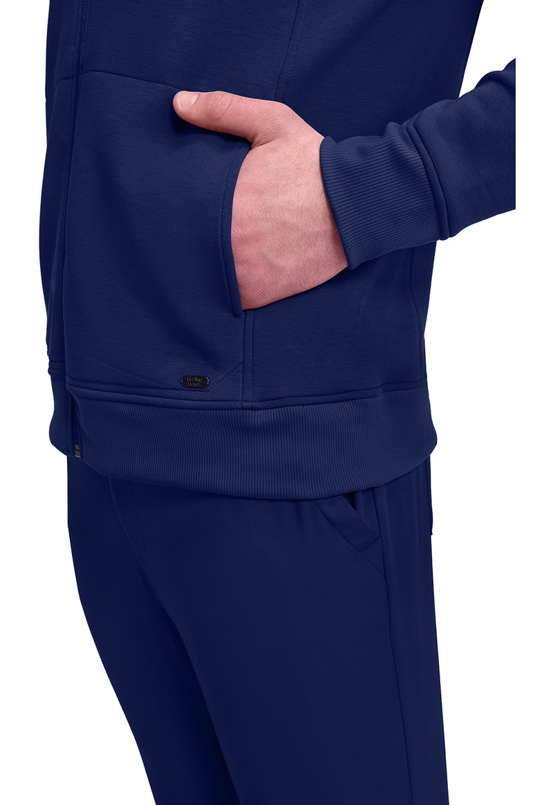 Navy - Men's Zip Front Knit Jacket (View 2)