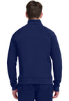Navy - Men's Zip Front Knit Jacket (Back)