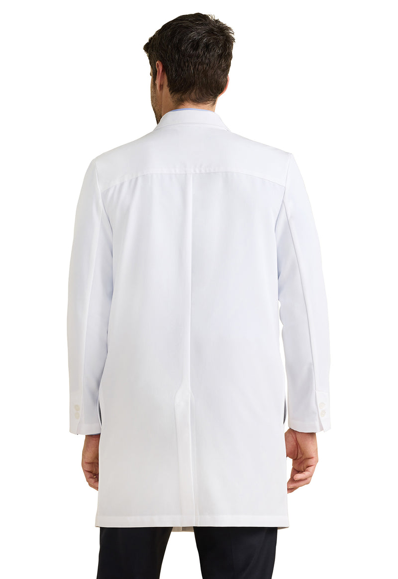 white - Lawrence Men's 37" Lab Coat (Back)