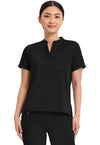 BLACK - Healing Hands Works Women Scrub Top - Front View