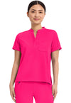 Carnation Pink - Healing Hands Works Women Scrub Top - Front View